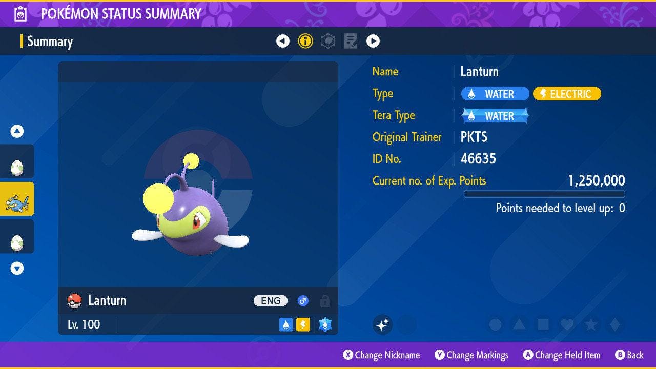 Shiny LANTURN Pokémon Scarlet and Violet 6IV Competitive Battle Ready - Pokémon Scarlet & Violet digital Pokémon trade by