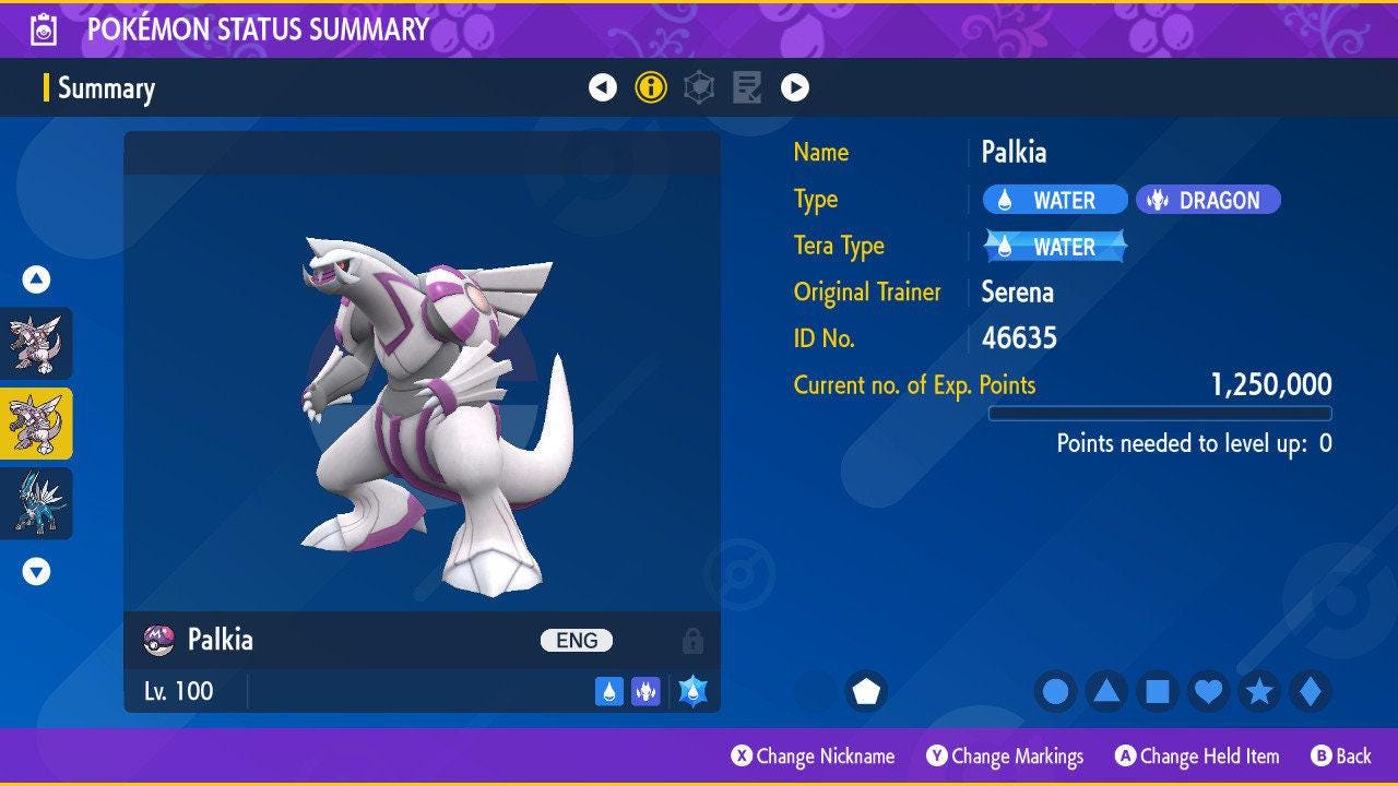 NON Shiny PALKIA Pokémon Scarlet and Violet 6IV Competitive Battle Ready - Pokémon Scarlet & Violet digital Pokémon trade by