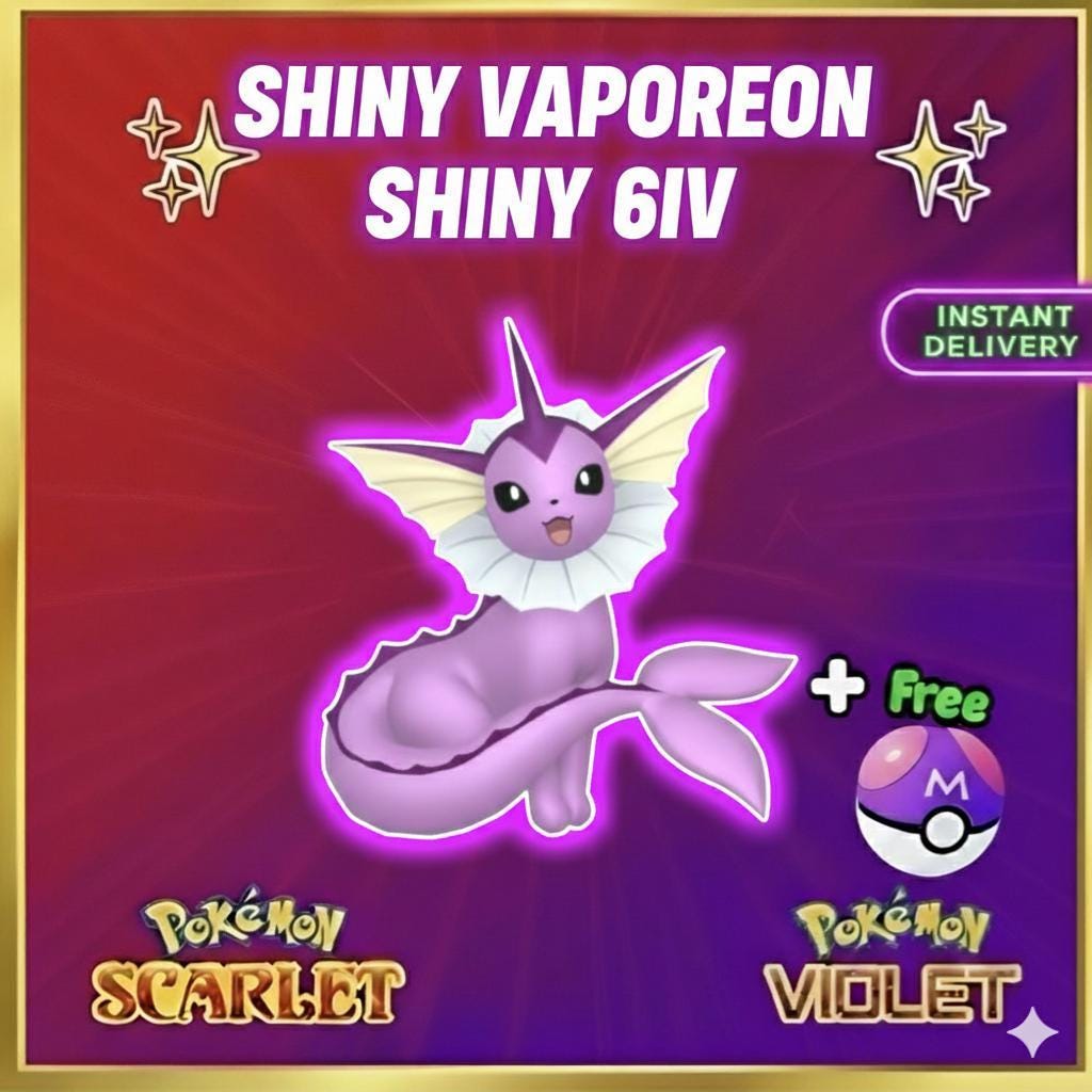 Shiny VAPOREON Pokémon Scarlet Violet 6IV Competitive Battle Ready - Pokémon Scarlet & Violet digital Pokémon trade by