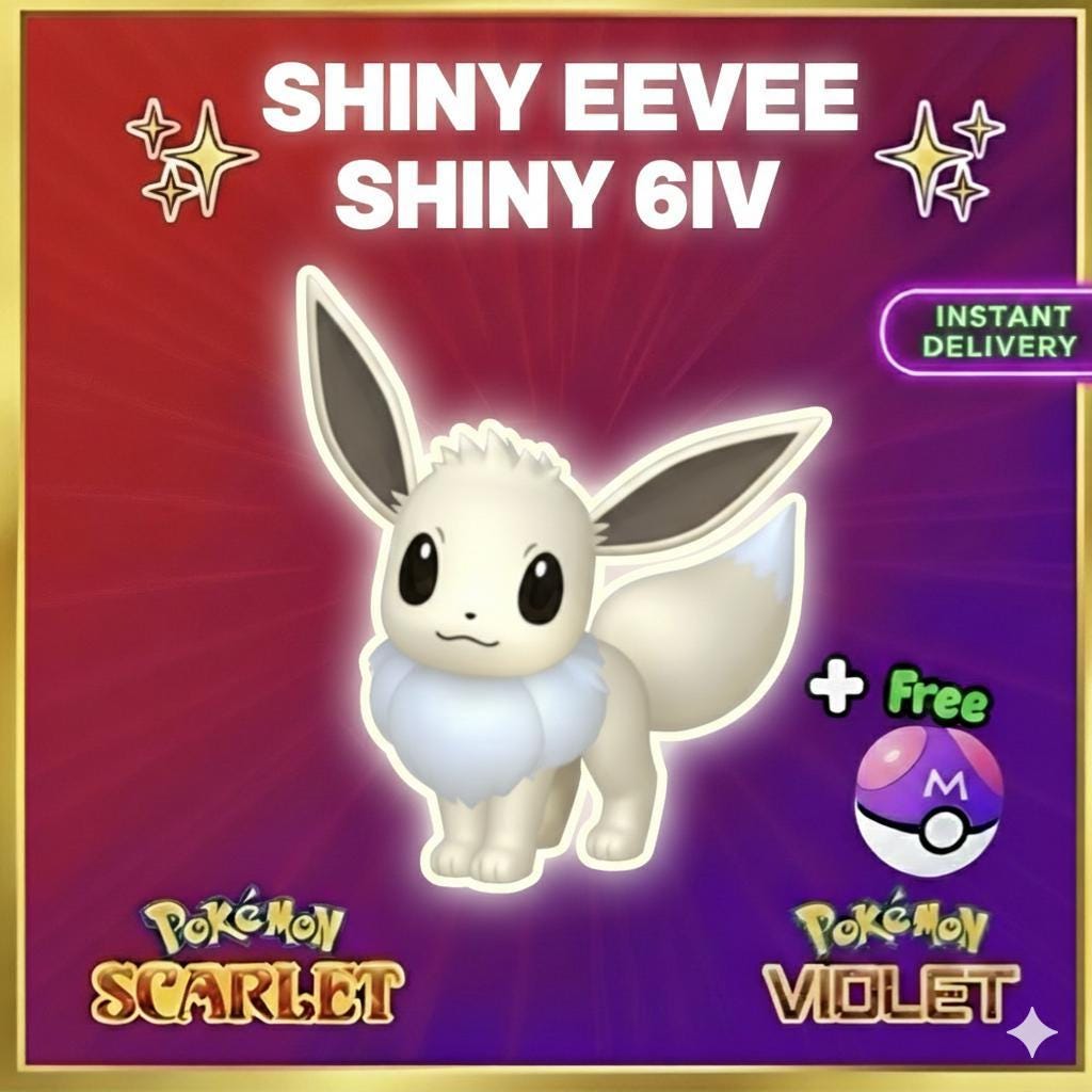 Shiny EEVEE Pokémon Scarlet Violet 6IV Competitive Battle Ready - Pokémon Scarlet & Violet digital Pokémon trade by