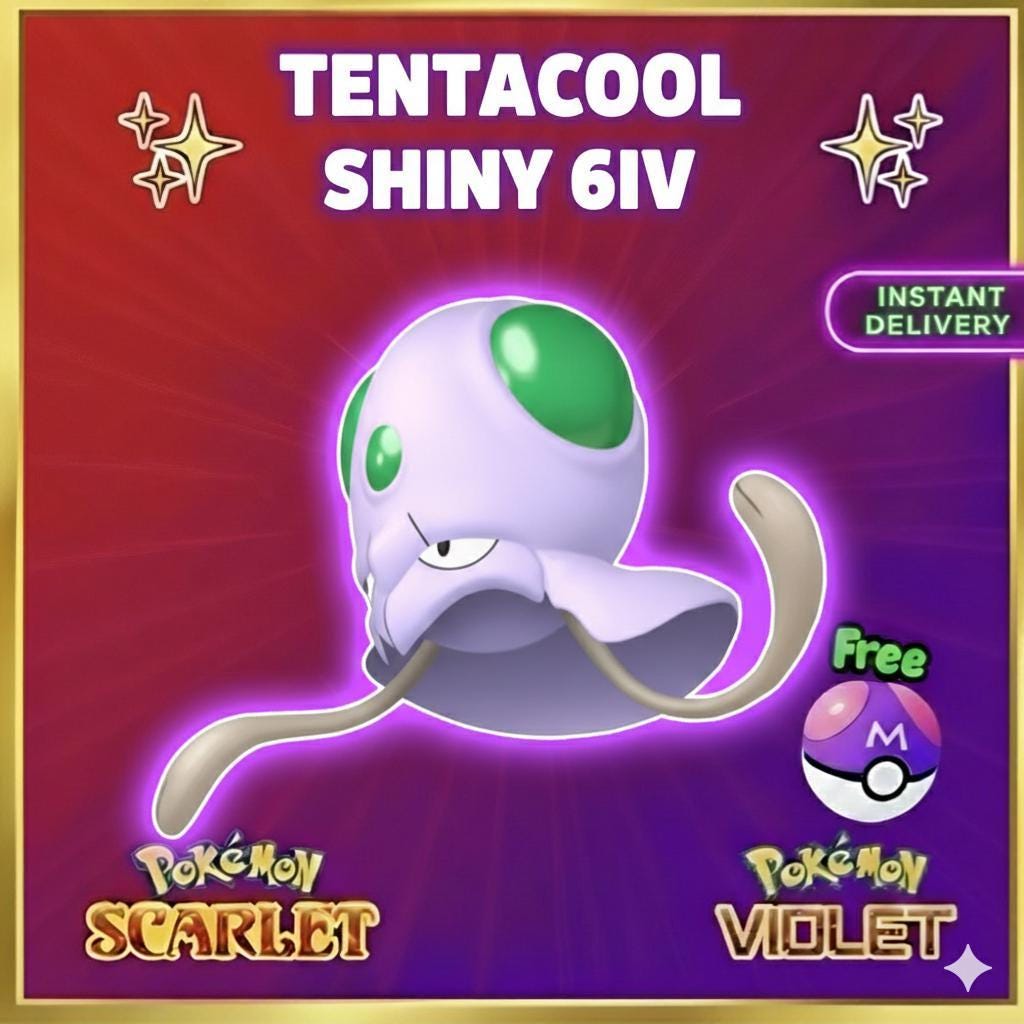 Pokemon Scarlet and Violet Shiny TENTACOOL 6IV Competitive Battle Ready - Pokémon Scarlet & Violet digital Pokémon trade by