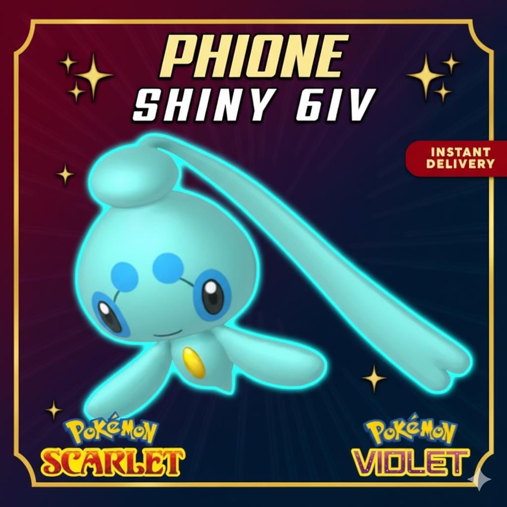 Shiny PHIONE Pokémon Scarlet Violet 6IV Competitive Battle Ready - Pokémon Scarlet & Violet digital Pokémon trade by