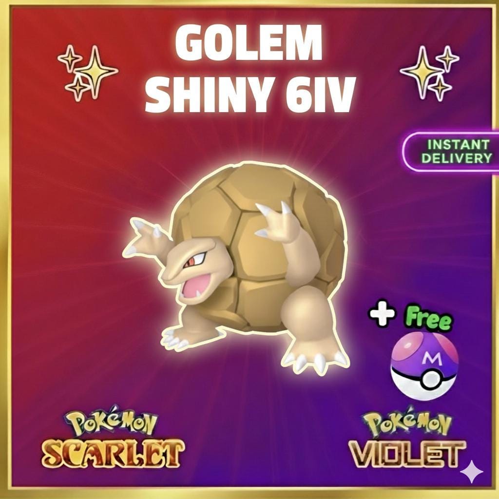 Shiny GOLEM Pokémon Scarlet Violet 6IV Competitive Battle Ready - Pokémon Scarlet & Violet digital Pokémon trade by