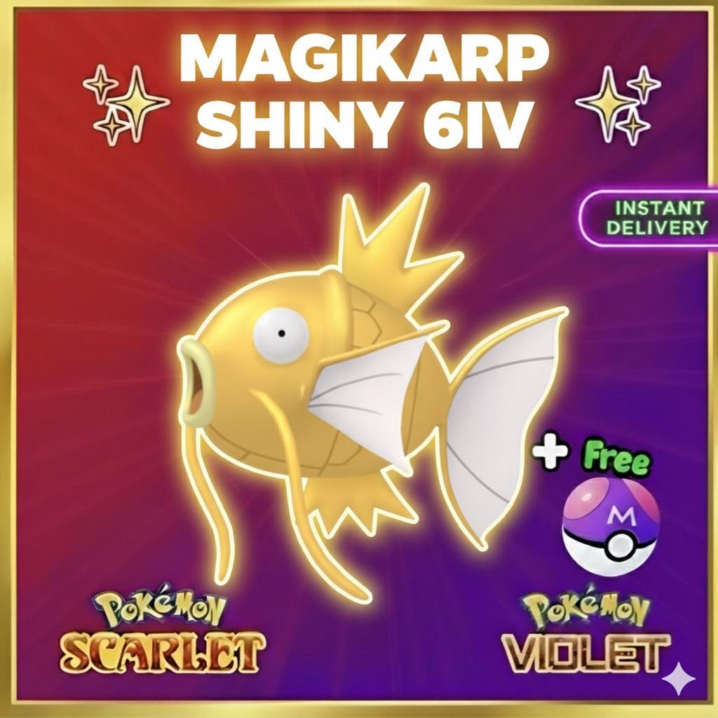 Shiny MAGIKARP Pokémon Scarlet Violet 6IV Competitive Battle Ready - Pokémon Scarlet & Violet digital Pokémon trade by