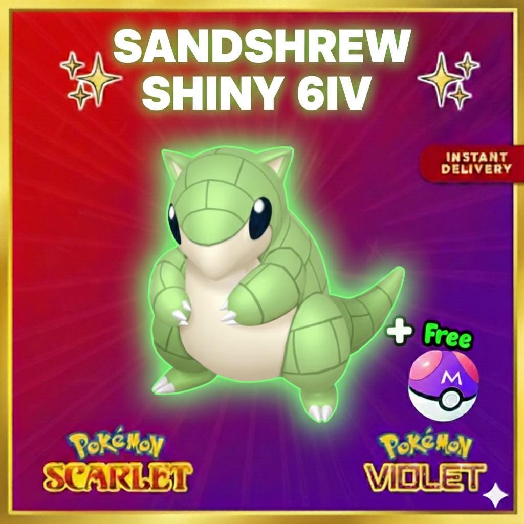 Pokemon Scarlet and Violet Shiny SANDSHREW 6IV Competitive Battle Ready - Pokémon Scarlet & Violet digital Pokémon trade by