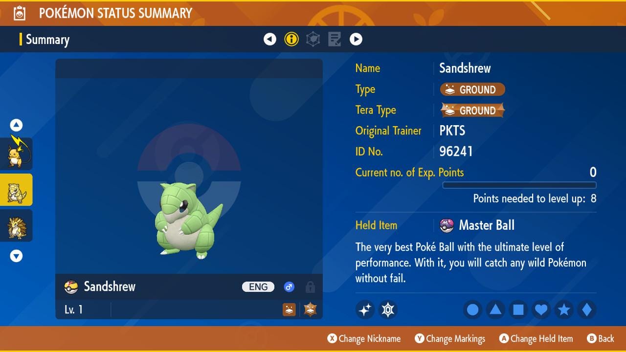 Pokemon Scarlet and Violet Shiny SANDSHREW 6IV Competitive Battle Ready - Pokémon Scarlet & Violet digital Pokémon trade