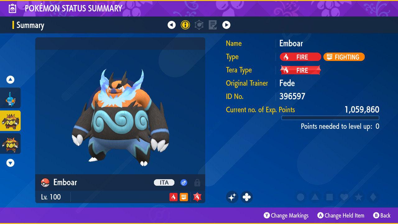 Shiny EMBOAR Pokémon Scarlet and Violet 6IV Competitive Battle Ready - Pokémon Scarlet & Violet digital Pokémon trade by