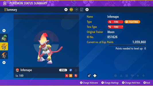 Shiny INFERNAPE Pokémon Scarlet Violet 6IV Competitive Battle Ready - Pokémon Scarlet & Violet digital Pokémon trade by