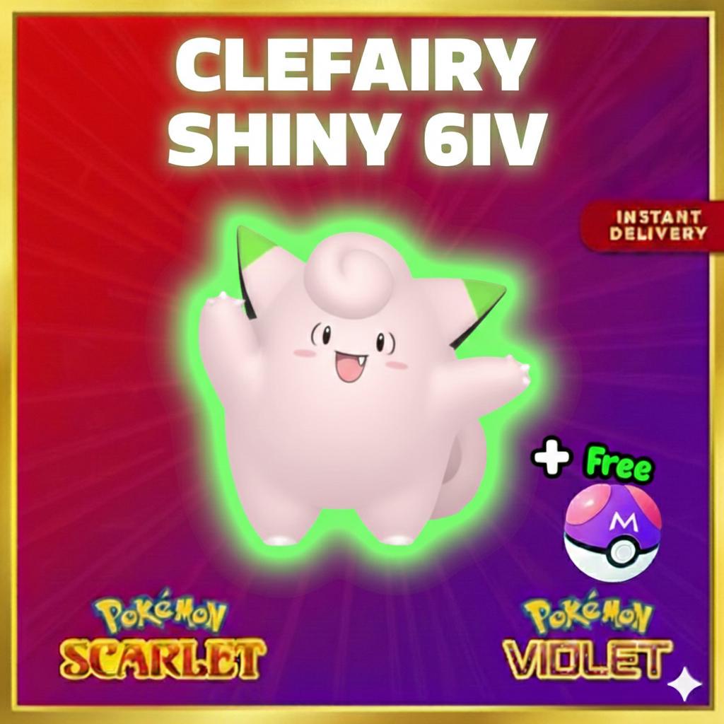 Pokemon Scarlet Violet Shiny CLEFAIRY Battle Ready Ev Trained Custom OT Any Held - Pokémon Scarlet & Violet digital Pokémon