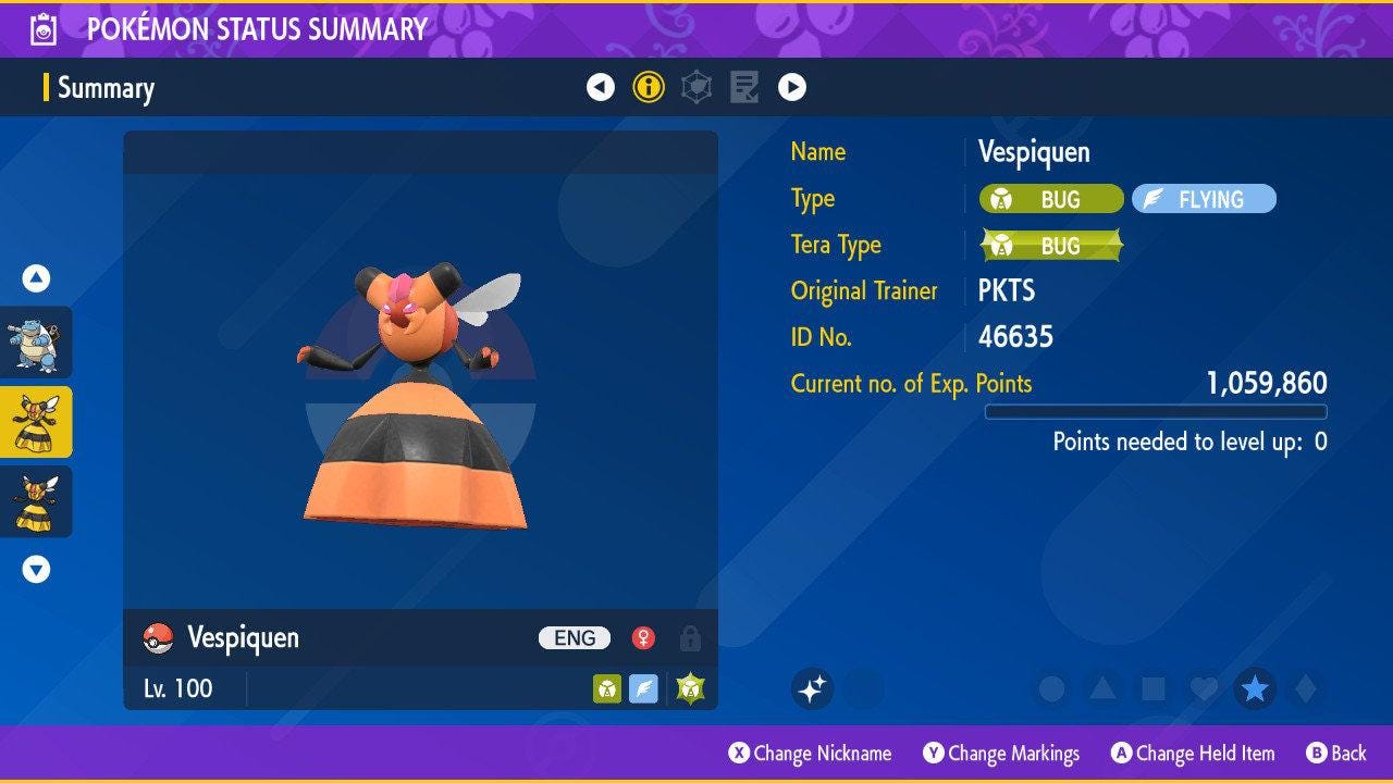 Shiny VESPIQUEEN Pokémon Scarlet Violet 6IV Competitive Battle Ready - Pokémon Scarlet & Violet digital Pokémon trade by