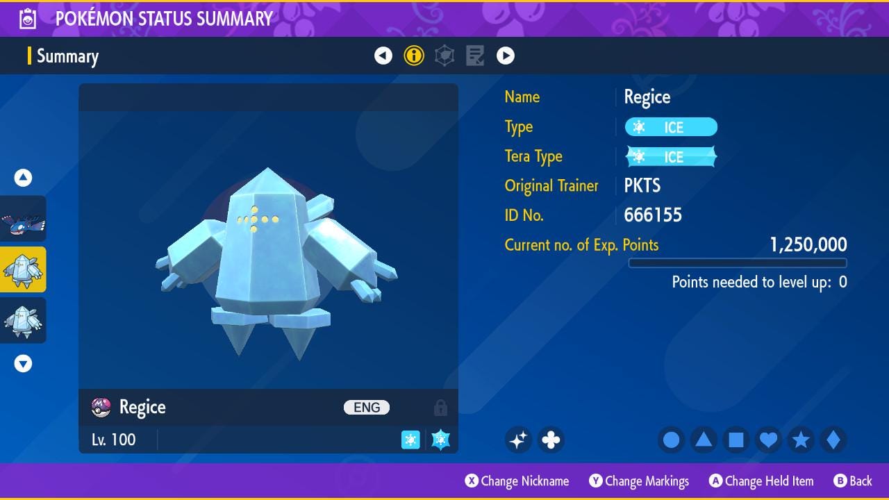 Shiny REGICE Pokémon Scarlet and Violet 6IV Competitive Battle Ready - Pokémon Scarlet & Violet digital Pokémon trade image 2