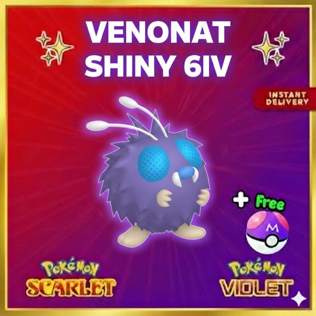 Shiny VENONAT Pokémon Scarlet Violet 6IV Competitive Battle Ready - Pokémon Scarlet & Violet digital Pokémon trade by