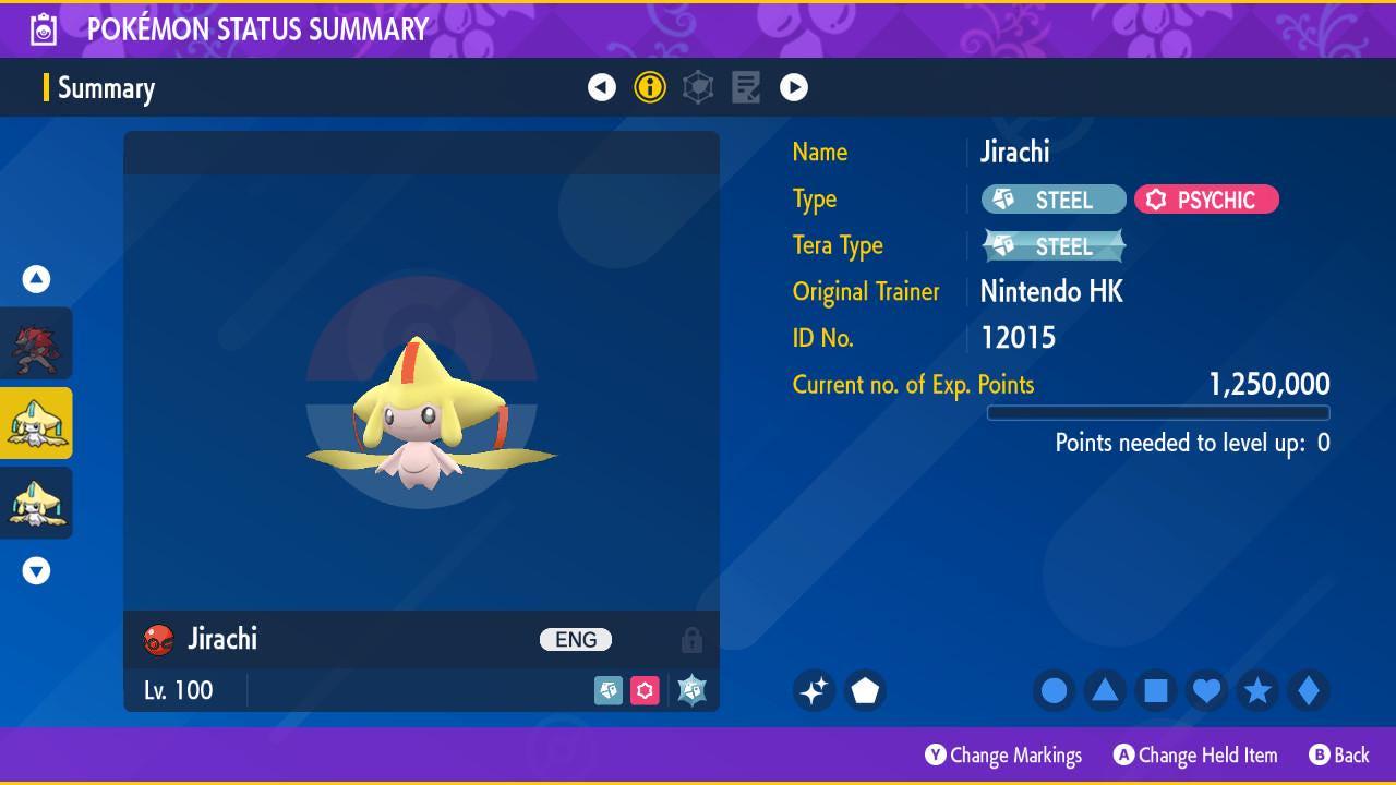 Shiny JIRACHI Pokémon Scarlet and Violet 6IV Pokemon Mythical Pokemon Competitive - Pokémon Scarlet & Violet digital Pokémon