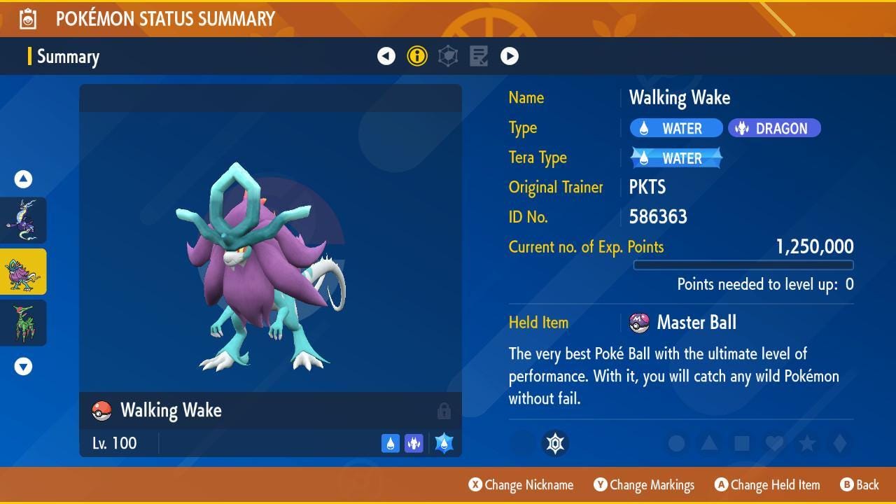 Non Shiny WALKING WAKE Ev Trained Scarlet Violet Pokémon Battle Ready Competitive - Pokémon Scarlet & Violet digital Pokémon