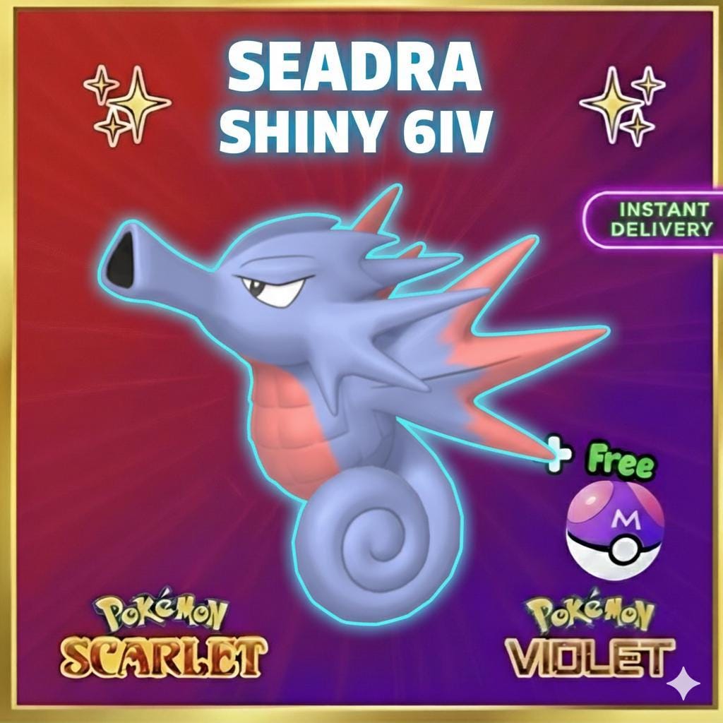 Pokemon Scarlet Violet Shiny 6iv Seadra Battle Ready Ev Trained Custom Ot Sv Trade - Pokémon Scarlet & Violet digital Pokémon
