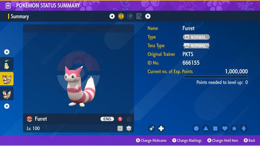 Shiny FURRET Pokémon Scarlet Violet 6IV Competitive Battle Ready - Pokémon Scarlet & Violet digital Pokémon trade by