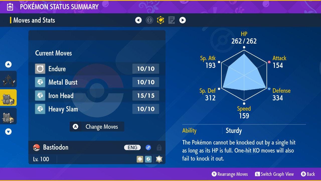 Shiny BASTIODON Pokémon Scarlet and Violet 6IV Competitive Battle Ready - Pokémon Scarlet & Violet digital Pokémon trade