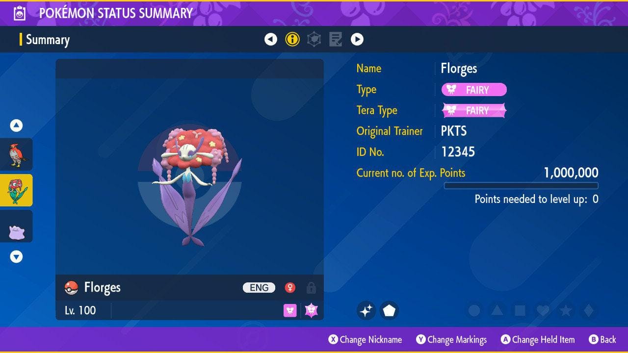 Shiny FLORGES Pokémon Scarlet Violet 6IV Competitive Battle Ready - Pokémon Scarlet & Violet digital Pokémon trade by