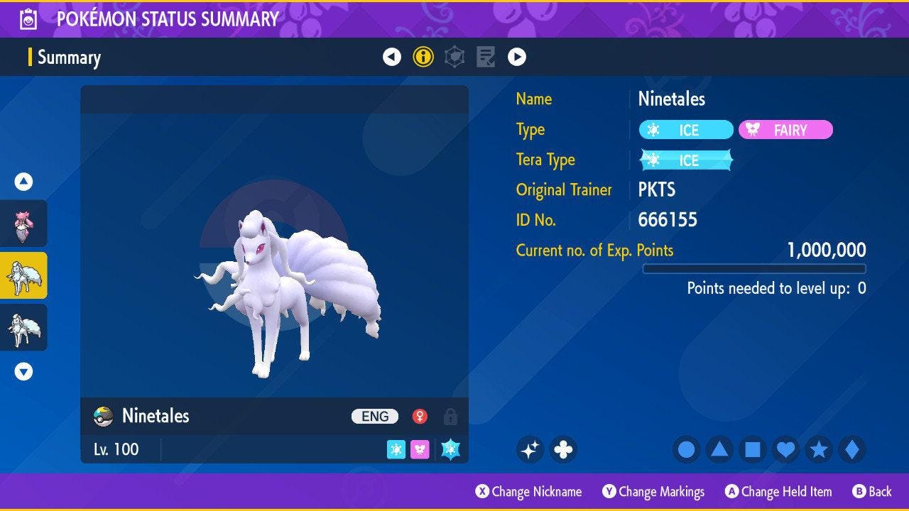 Shiny Alolan NINETALES Pokémon Scarlet Violet 6IV Pokemon Competitive Hidden - Pokémon Scarlet & Violet digital Pokémon trade