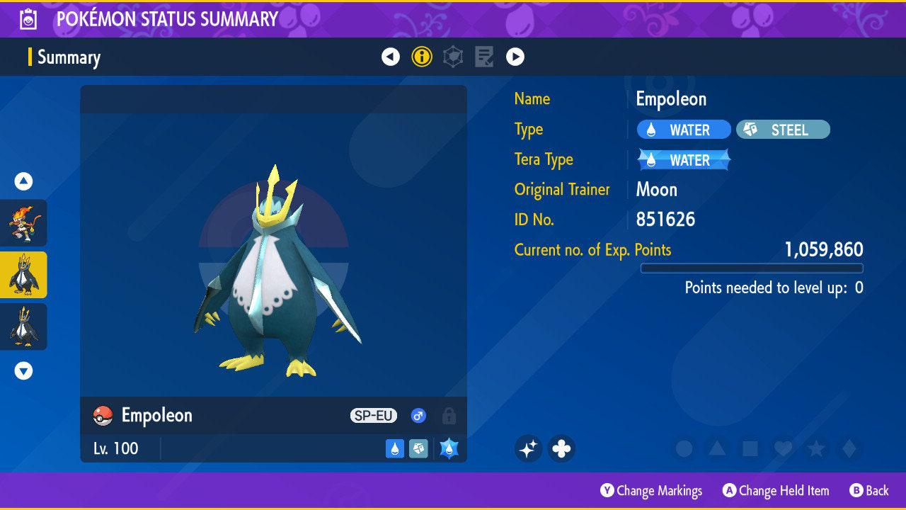Shiny EMPOLEON Pokémon Scarlet Violet 6IV Competitive Battle Ready - Pokémon Scarlet & Violet digital Pokémon trade by