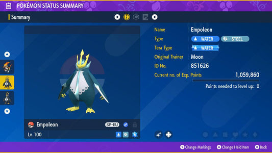 Shiny EMPOLEON Pokémon Scarlet Violet 6IV Competitive Battle Ready - Pokémon Scarlet & Violet digital Pokémon trade by