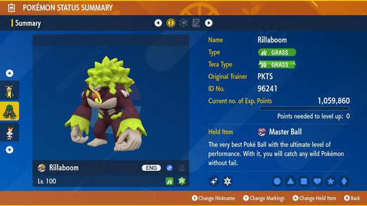 Shiny RILLABOOM Pokémon Scarlet Violet 6IV Competitive Battle Ready - Pokémon Scarlet & Violet digital Pokémon trade by