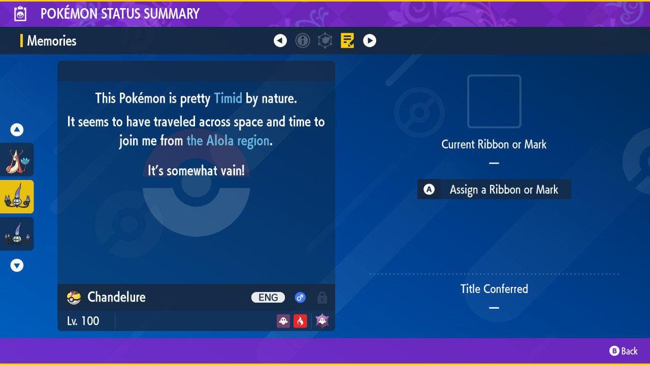 Shiny CHANDELURE Pokémon Scarlet Violet 6IV Competitive Battle Ready - Pokémon Scarlet & Violet digital Pokémon trade image 3
