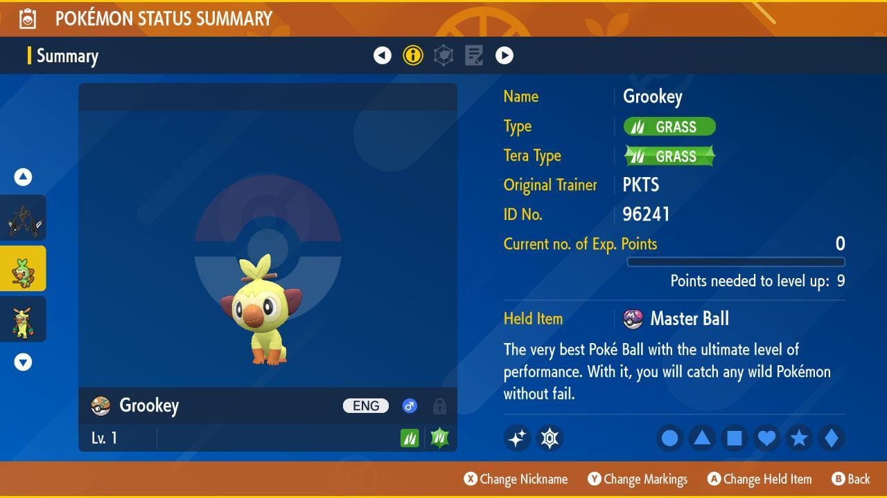 Shiny GROOKEY Pokémon Scarlet Violet 6IV Competitive Battle Ready - Pokémon Scarlet & Violet digital Pokémon trade by