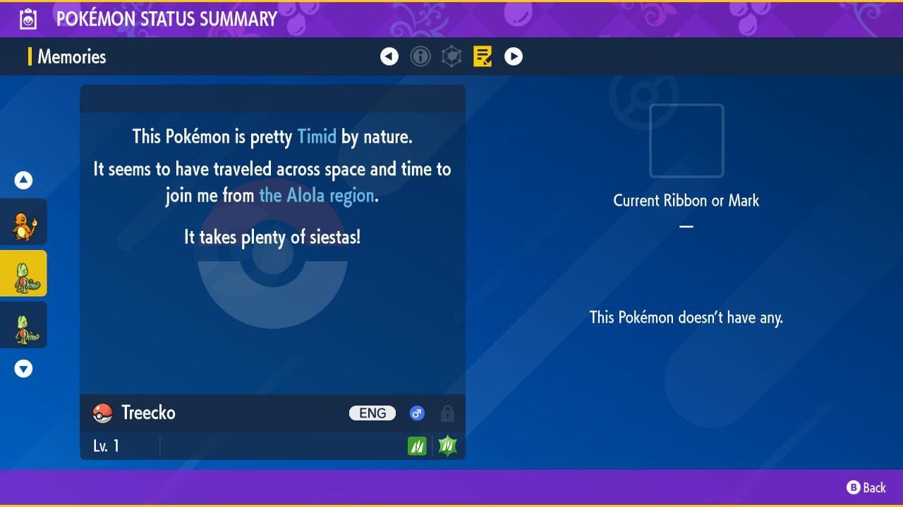 Shiny TREECKO Pokémon Scarlet and Violet 6IV Competitive Battle Ready - Pokémon Scarlet & Violet digital Pokémon trade image