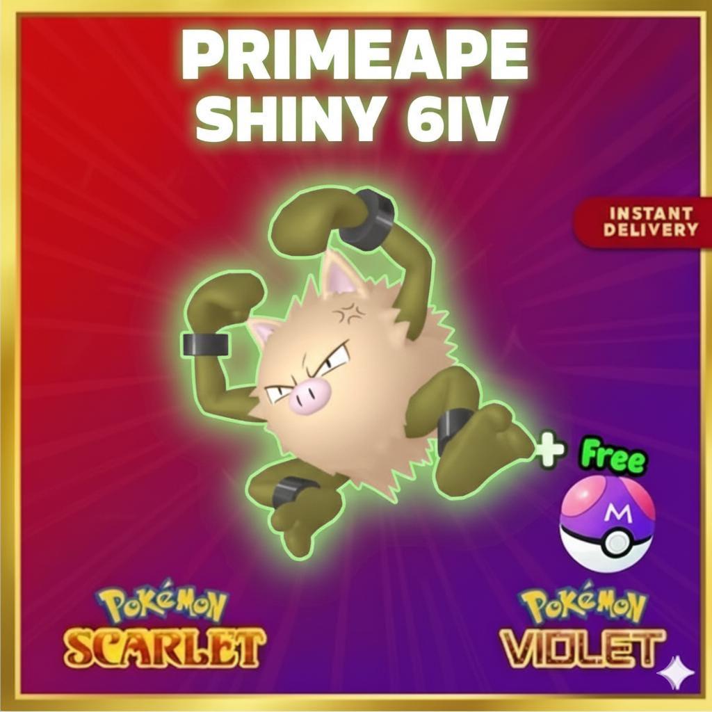 Pokemon Scarlet and Violet Shiny PRIMEAPE 6IV Competitive Battle Ready - Pokémon Scarlet & Violet digital Pokémon trade by
