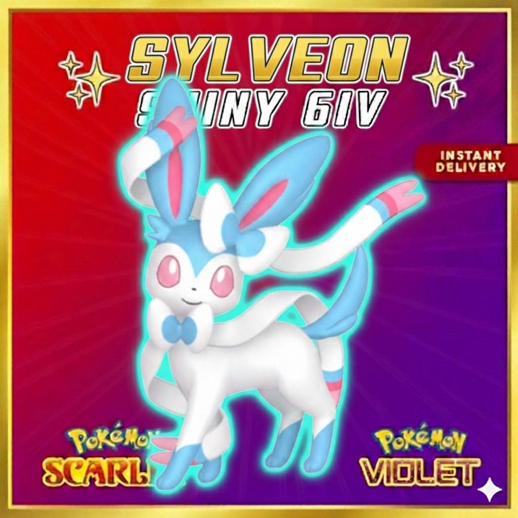 Shiny SYLVEON Pokémon Scarlet Violet 6IV Competitive Battle Ready - Pokémon Scarlet & Violet digital Pokémon trade by