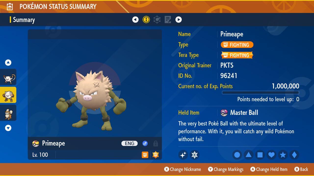 Pokemon Scarlet and Violet Shiny PRIMEAPE 6IV Competitive Battle Ready - Pokémon Scarlet & Violet digital Pokémon trade image
