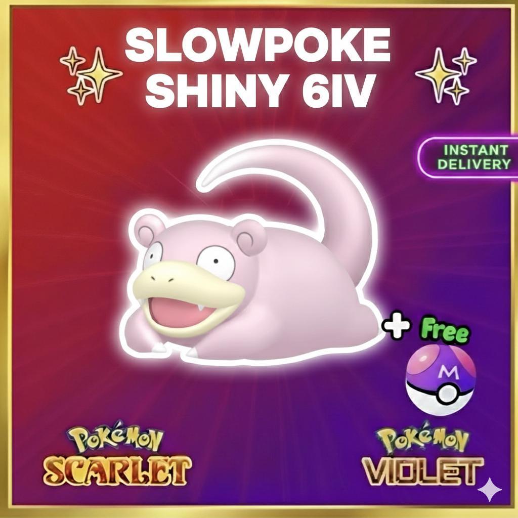Pokemon Scarlet and Violet Shiny SLOWPOKE 6IV Competitive Battle Ready - Pokémon Scarlet & Violet digital Pokémon trade by