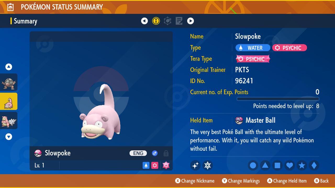 Pokemon Scarlet and Violet Shiny SLOWPOKE 6IV Competitive Battle Ready - Pokémon Scarlet & Violet digital Pokémon trade image