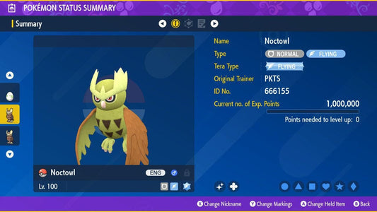 Shiny NOCTOWL Pokémon Scarlet Violet 6IV Competitive Battle Ready - Pokémon Scarlet & Violet digital Pokémon trade by