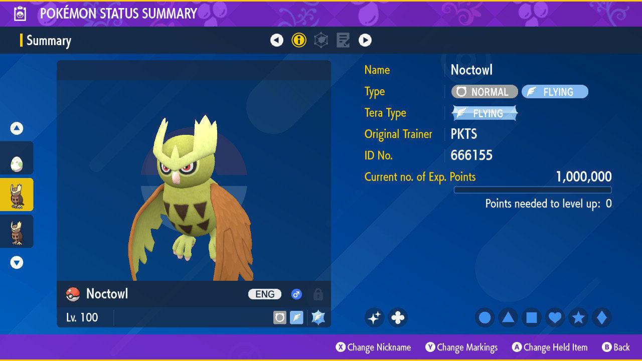 Shiny NOCTOWL Pokémon Scarlet Violet 6IV Competitive Battle Ready