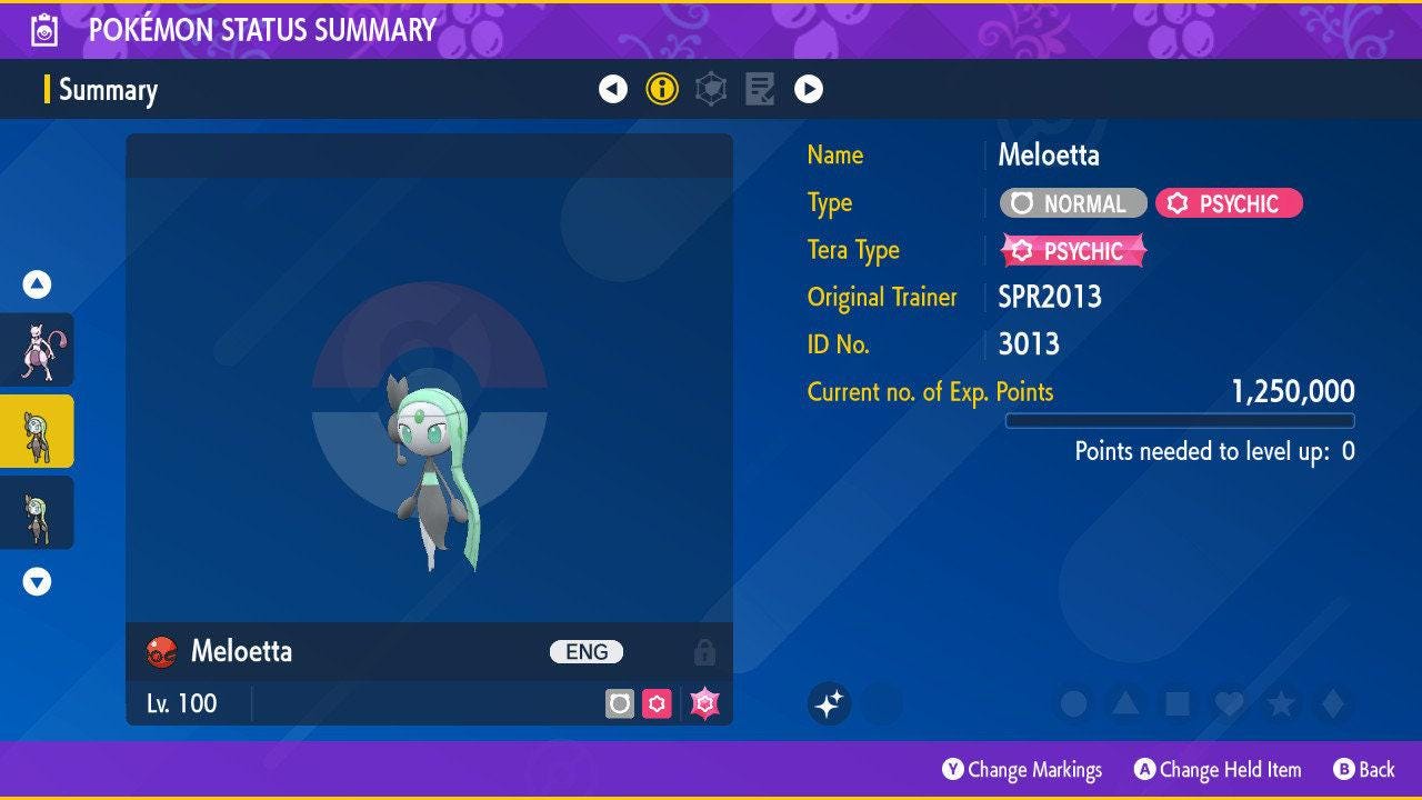 Shiny MELOETTA Pokémon Scarlet and Violet 6IV Pokemon Competitive Mythical Pokemon - Pokémon Scarlet & Violet digital Pokémon