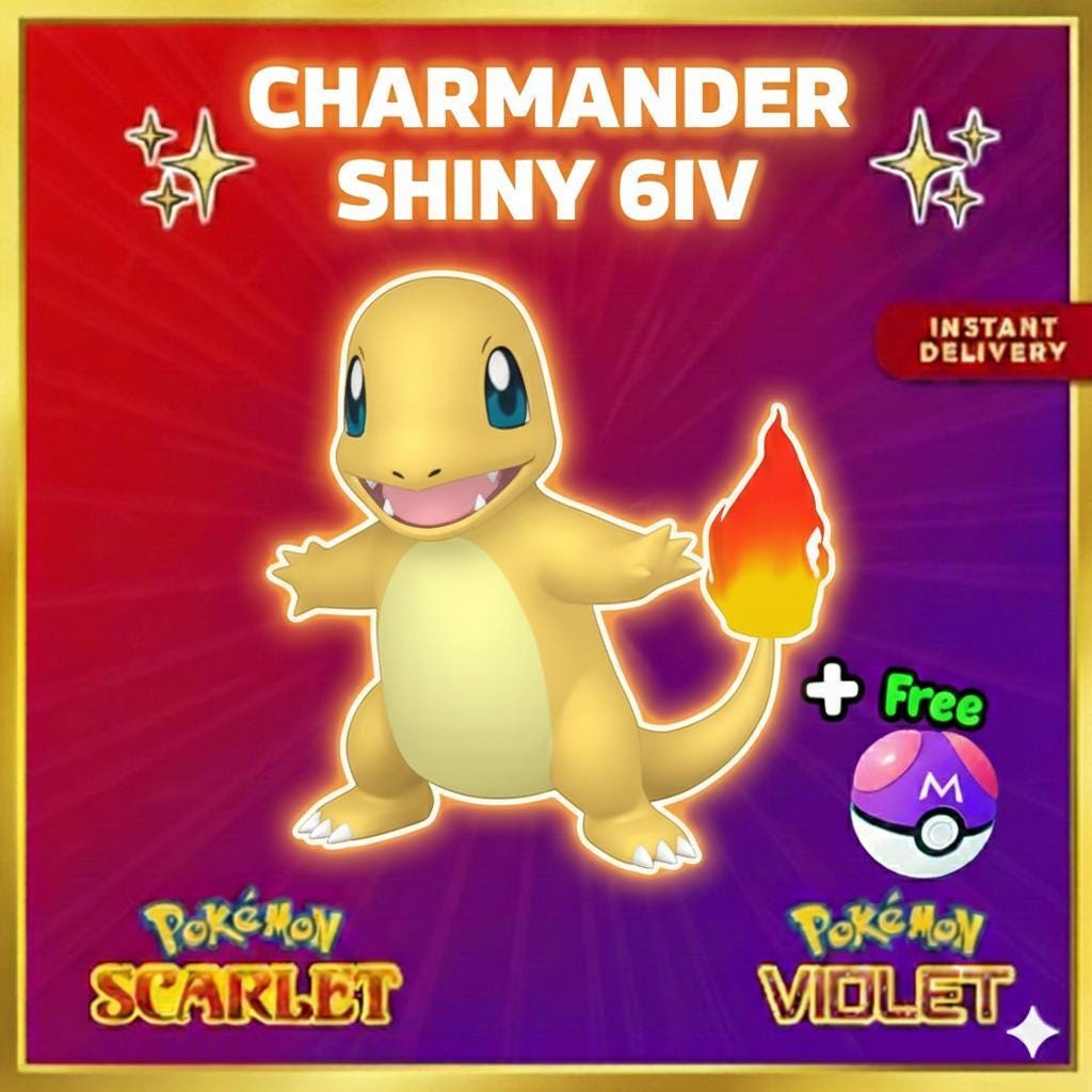 Shiny CHARMANDER Pokémon Scarlet Violet 6IV Competitive Battle Ready - Pokémon Scarlet & Violet digital Pokémon trade by