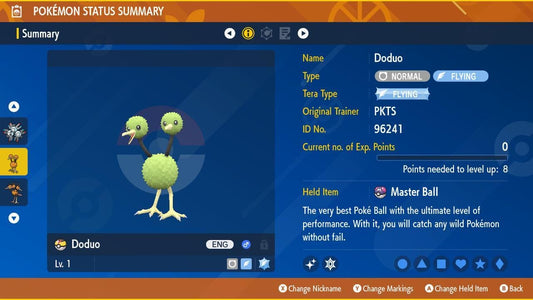 Pokemon Scarlet and Violet Shiny DODUO 6IV Competitive Battle Ready - Pokémon Scarlet & Violet digital Pokémon trade by