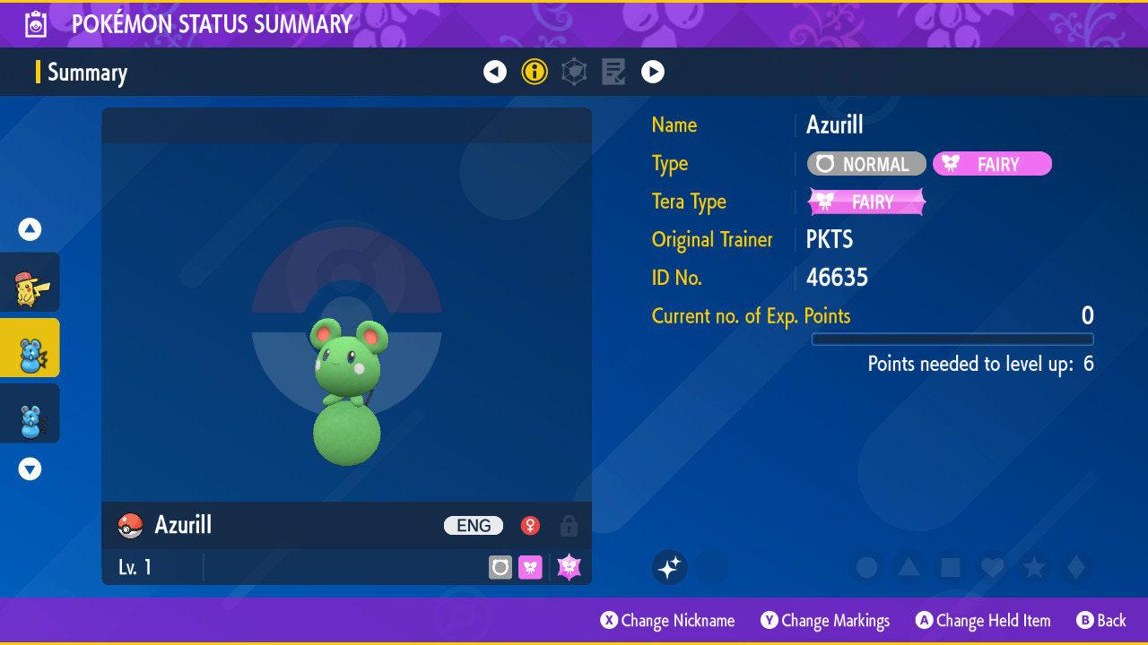 Shiny AZURILL Pokémon Scarlet Violet 6IV Competitive Battle Ready - Pokémon Scarlet & Violet digital Pokémon trade by