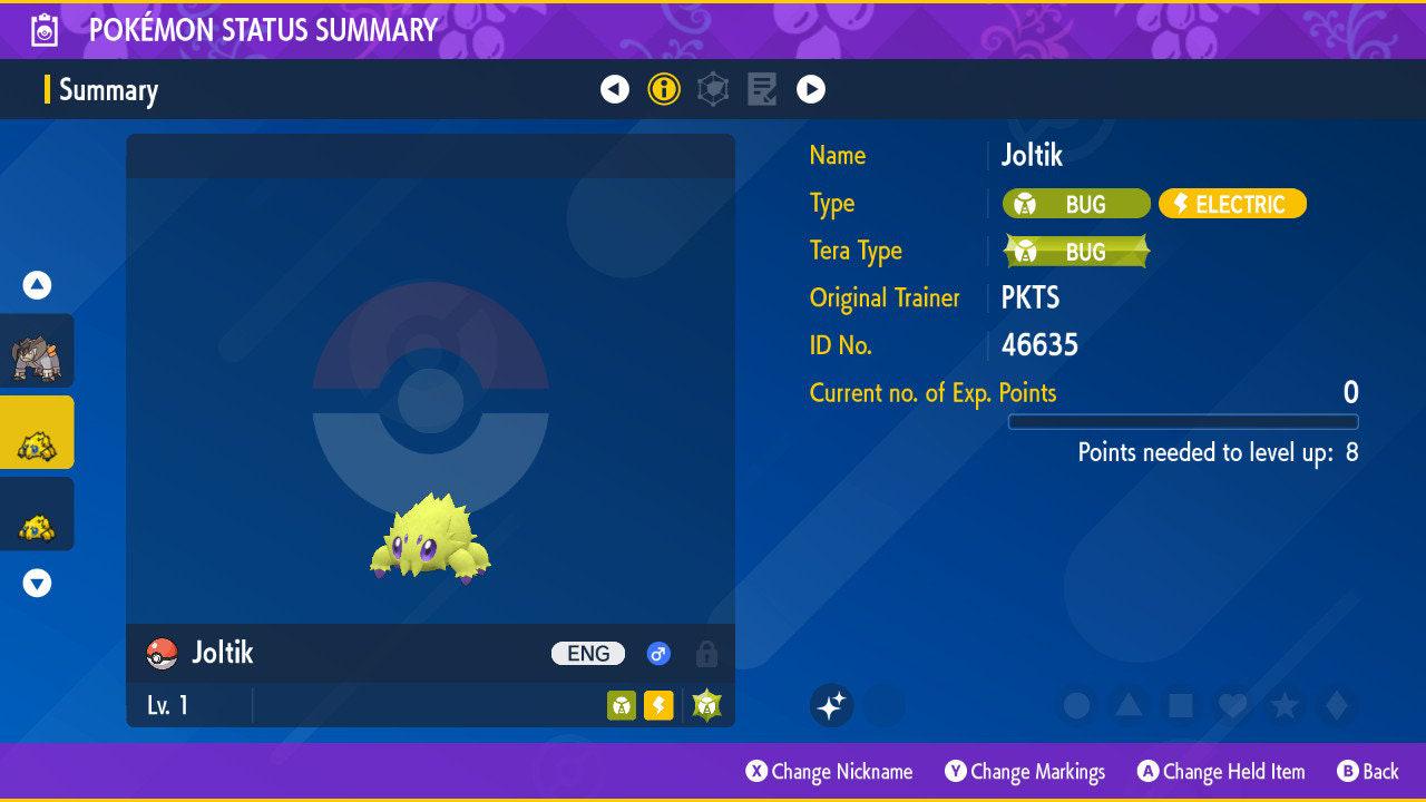 Shiny JOLTIK Pokémon Scarlet Violet 6IV Competitive Battle Ready - Pokémon Scarlet & Violet digital Pokémon trade by