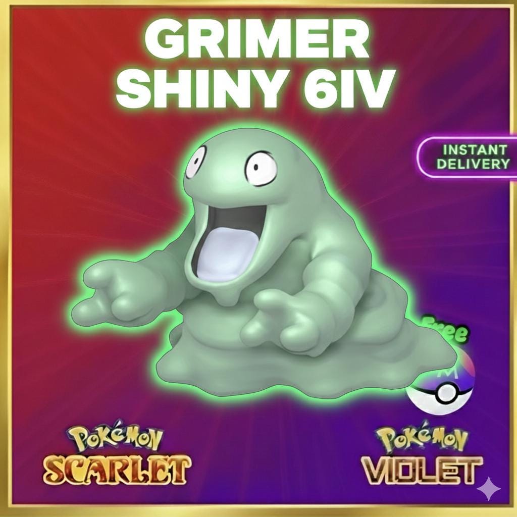 Pokemon Scarlet and Violet Shiny GRIMER 6IV Competitive Battle Ready - Pokémon Scarlet & Violet digital Pokémon trade by
