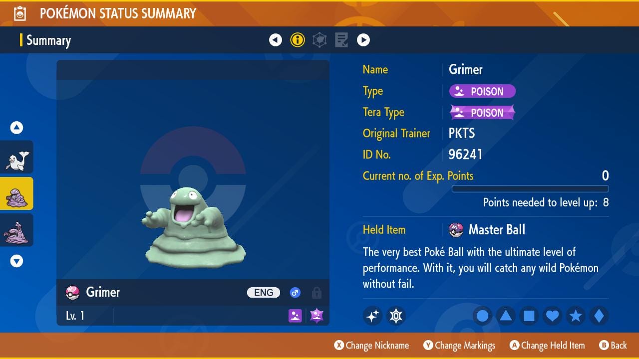 Pokemon Scarlet and Violet Shiny GRIMER 6IV Competitive Battle Ready - Pokémon Scarlet & Violet digital Pokémon trade image 2