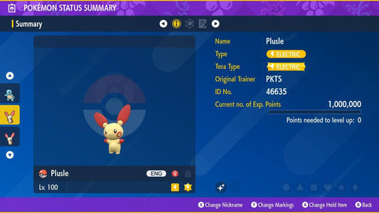 Shiny PLUSLE Pokémon Scarlet Violet 6IV Competitive Battle Ready - Pokémon Scarlet & Violet digital Pokémon trade by