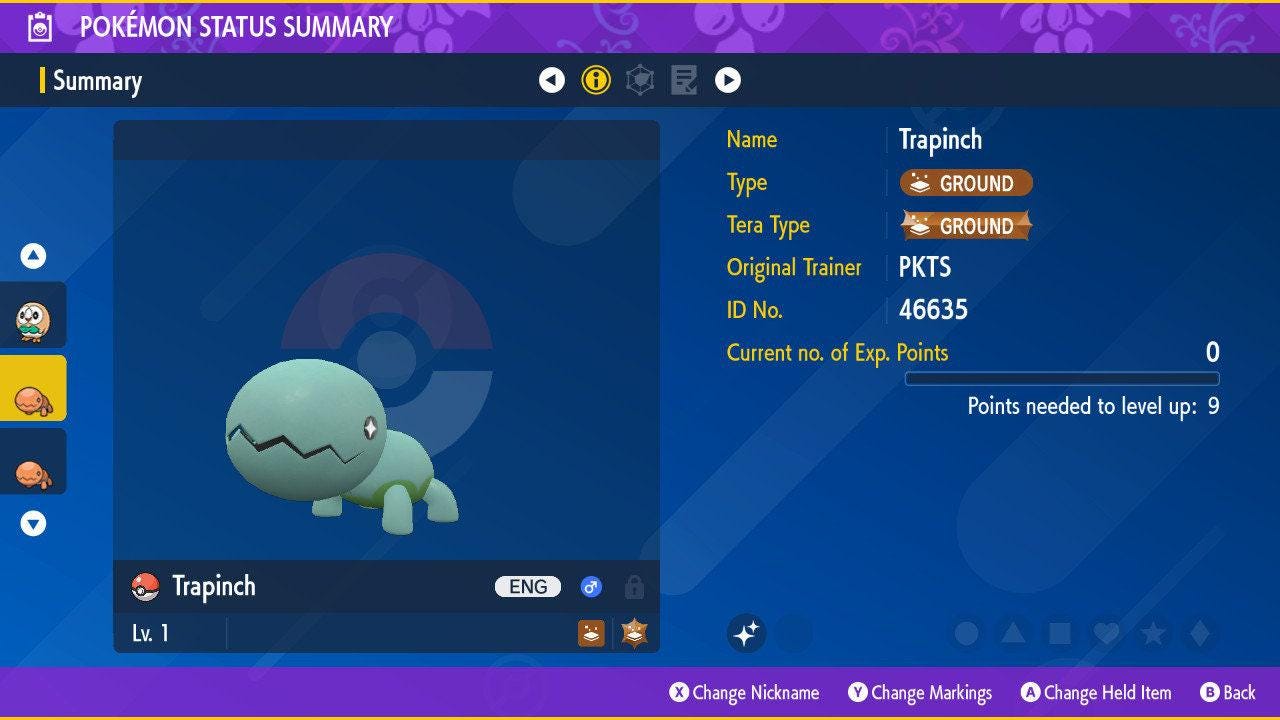 Shiny TRAPINCH Pokémon Scarlet Violet 6IV Competitive Battle Ready - Pokémon Scarlet & Violet digital Pokémon trade by