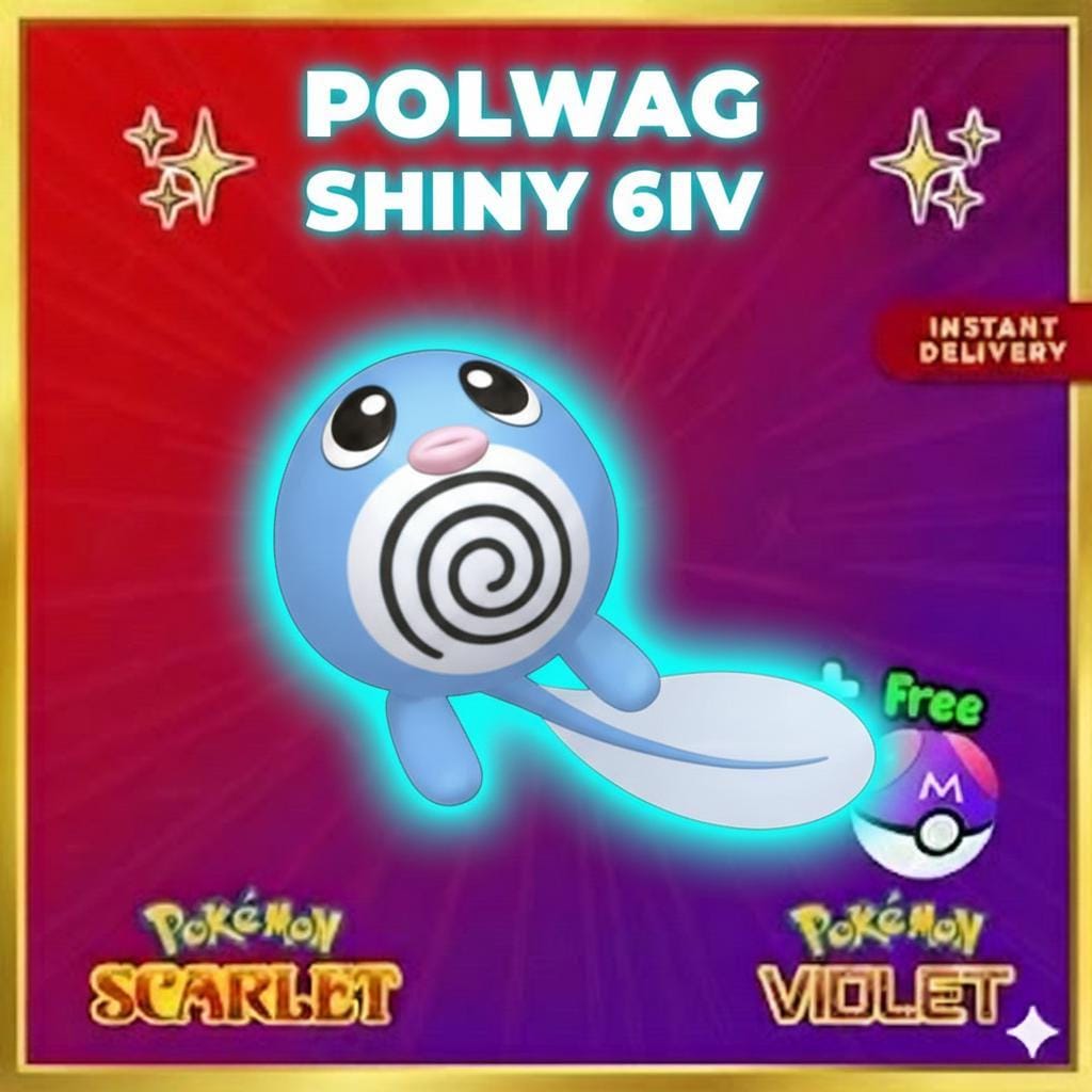 Pokemon Scarlet and Violet Shiny POLIWAG 6IV Competitive Battle Ready - Pokémon Scarlet & Violet digital Pokémon trade by