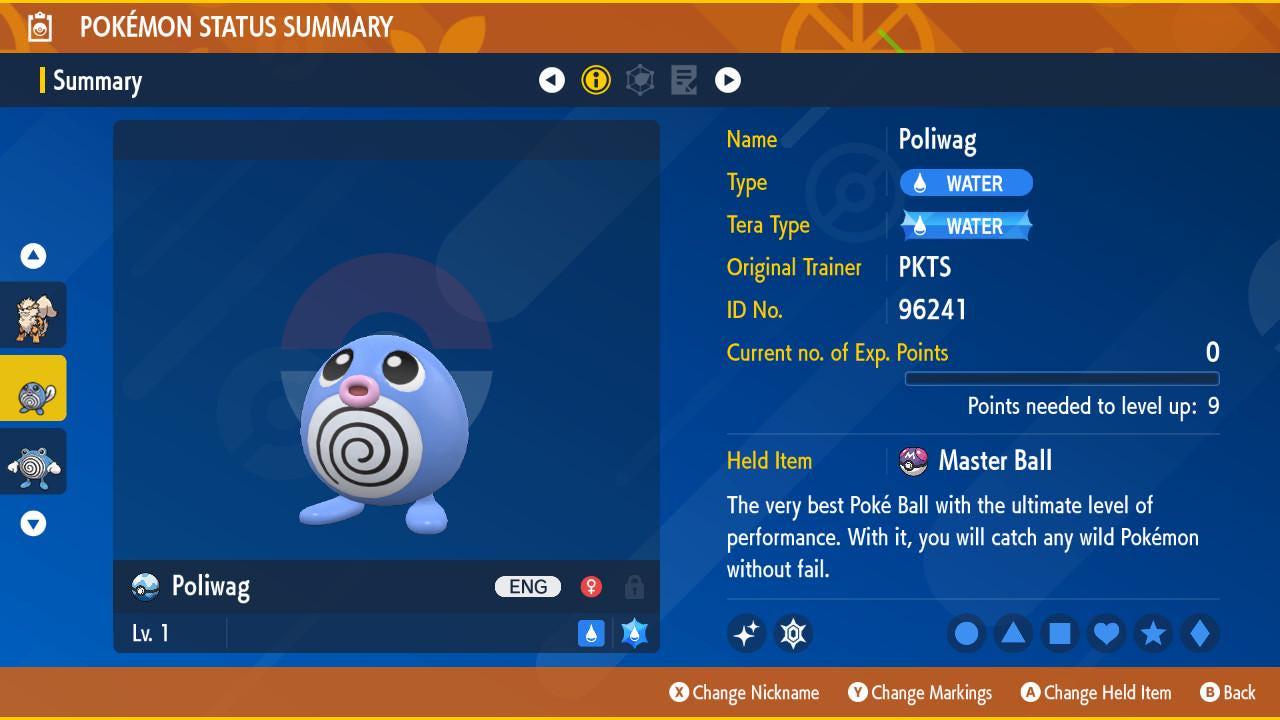 Pokemon Scarlet and Violet Shiny POLIWAG 6IV Competitive Battle Ready - Pokémon Scarlet & Violet digital Pokémon trade image