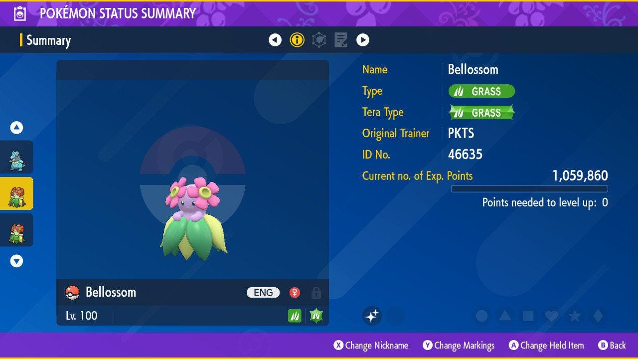Shiny BELLOSSOM Pokémon Scarlet Violet 6IV Competitive Battle Ready - Pokémon Scarlet & Violet digital Pokémon trade by