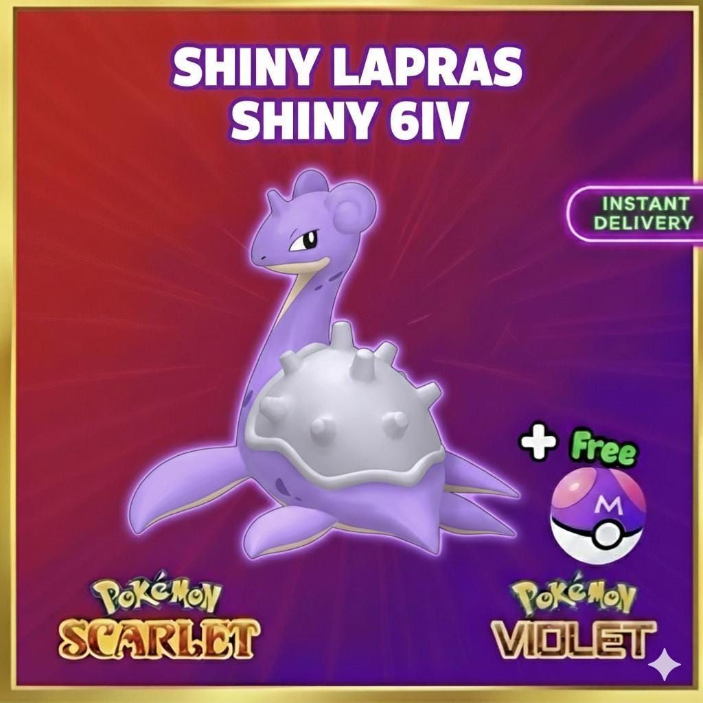 Shiny LAPRAS Pokémon Scarlet and Violet 6IV Competitive Battle Ready - Pokémon Scarlet & Violet digital Pokémon trade by