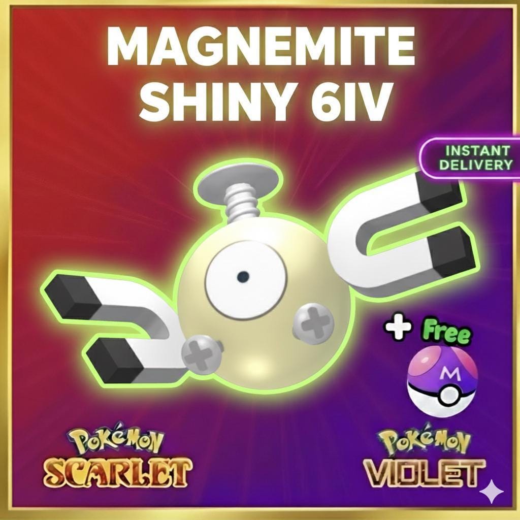 Pokemon Scarlet and Violet Shiny MAGNEMITE 6IV Competitive Battle Ready - Pokémon Scarlet & Violet digital Pokémon trade by